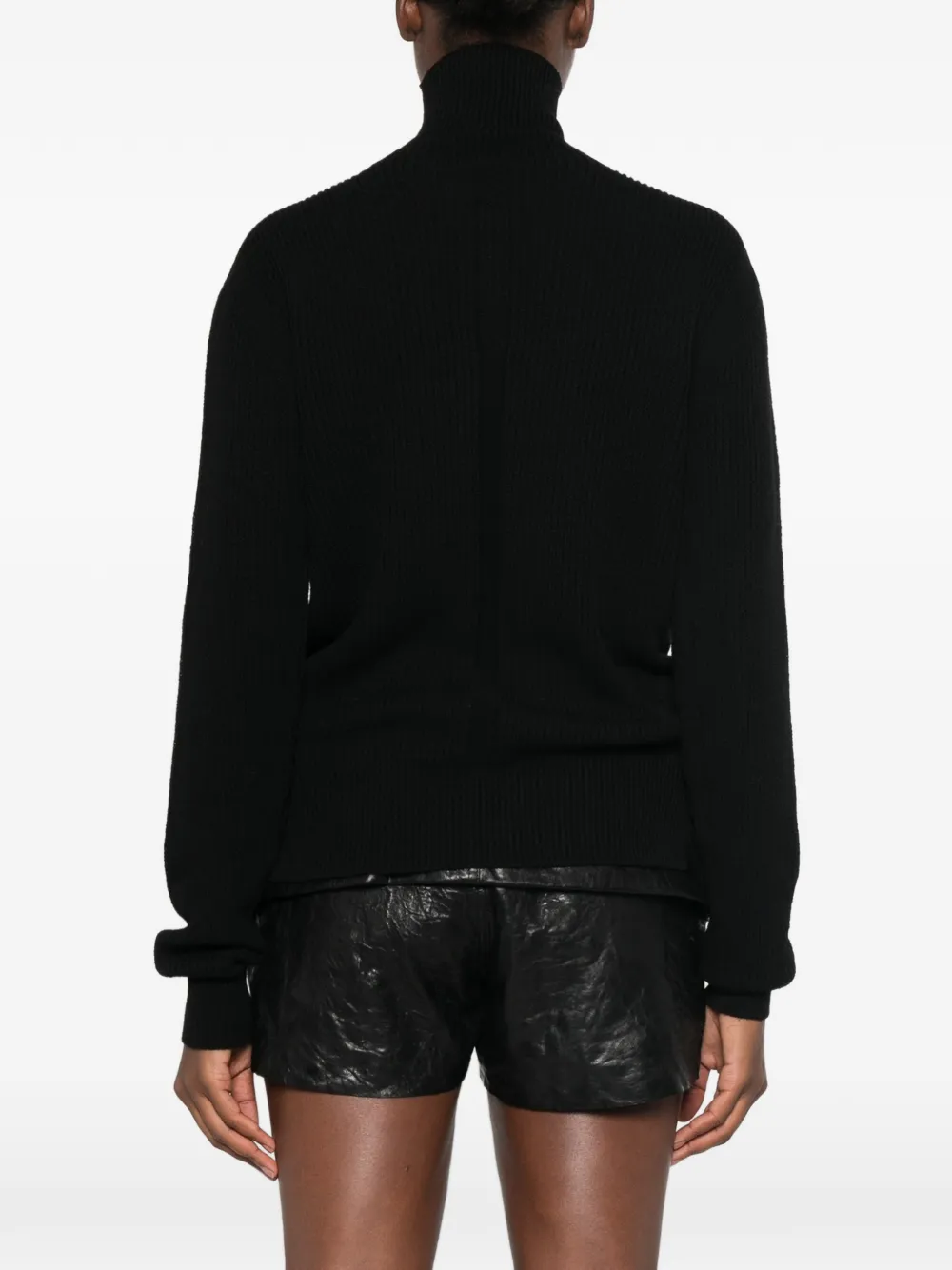 Rick Owens Fisherman ribbed-knit roll-neck sweater Zwart