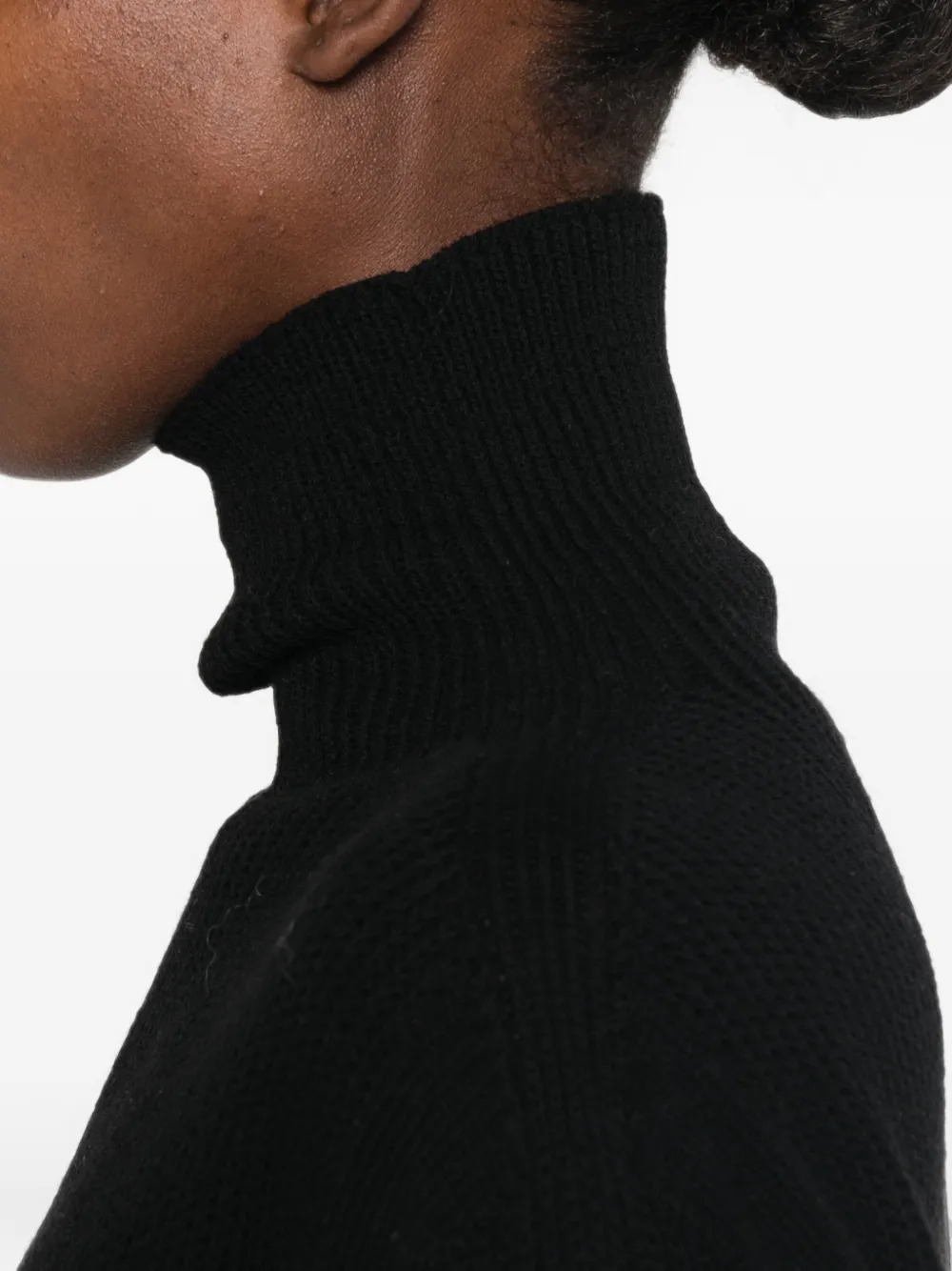 Rick Owens Fisherman ribbed-knit roll-neck sweater Zwart