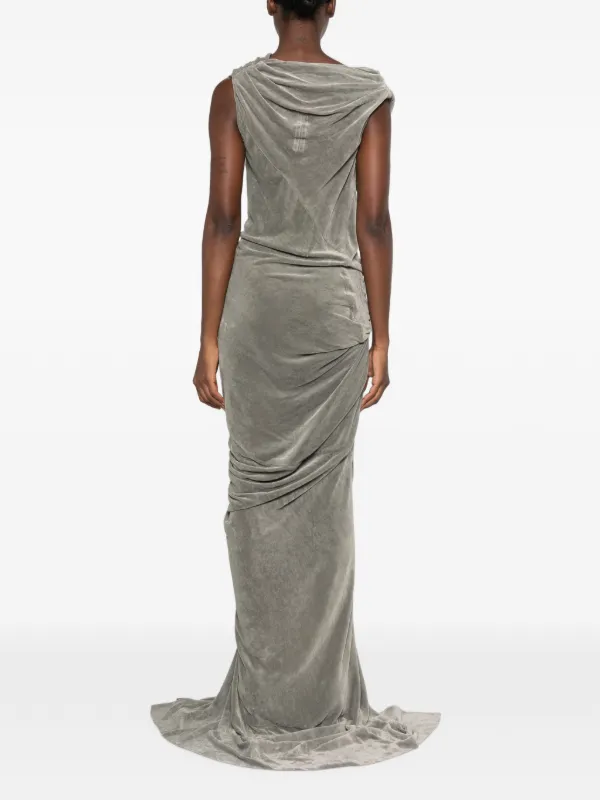 grey velvet dress outfit Rick Owens Draped Maxi | LowStock:43293991305267