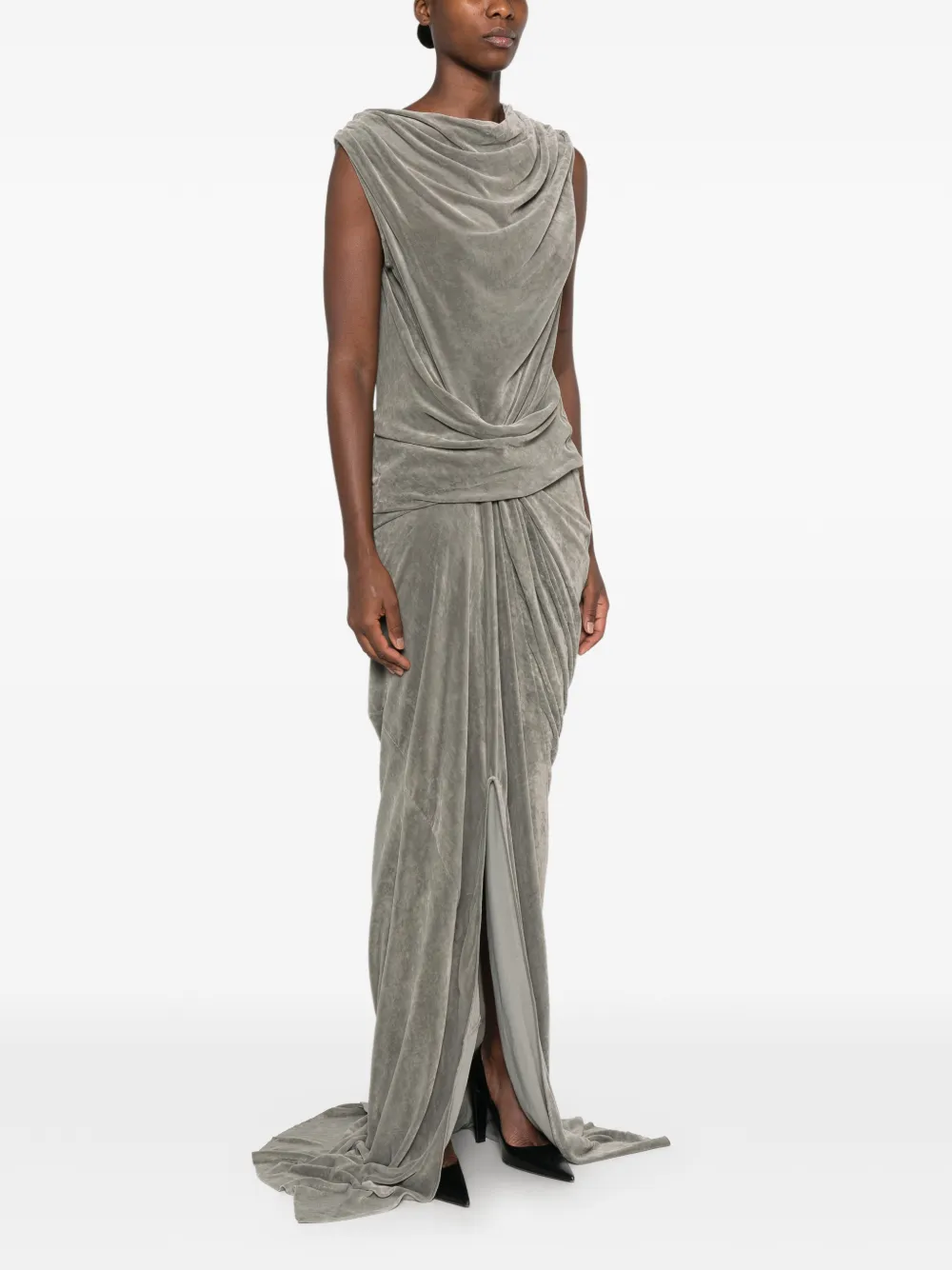 Rick Owens Fluwelen midi-jurk Grijs