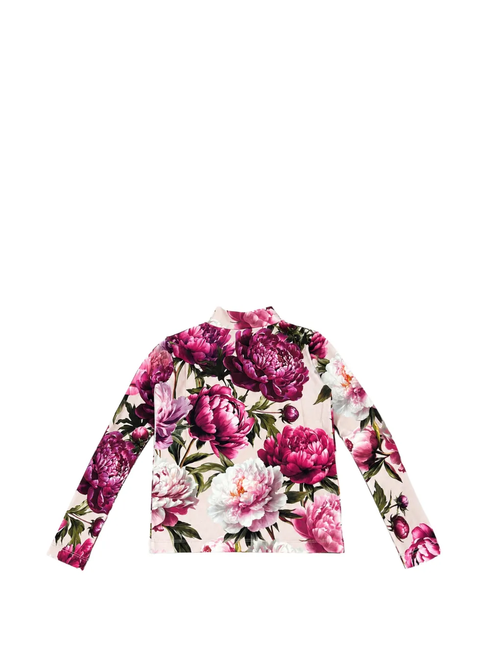 Dolce & Gabbana Kids peony-print interlock mock-neck top Beige