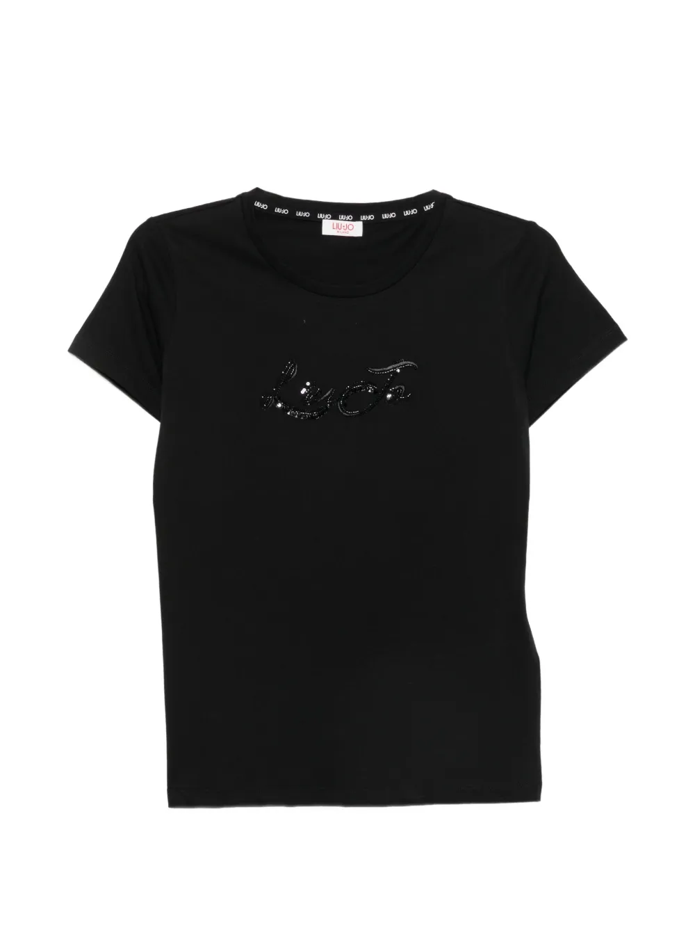 LIU JO sequinned-logo T-shirt - Nero