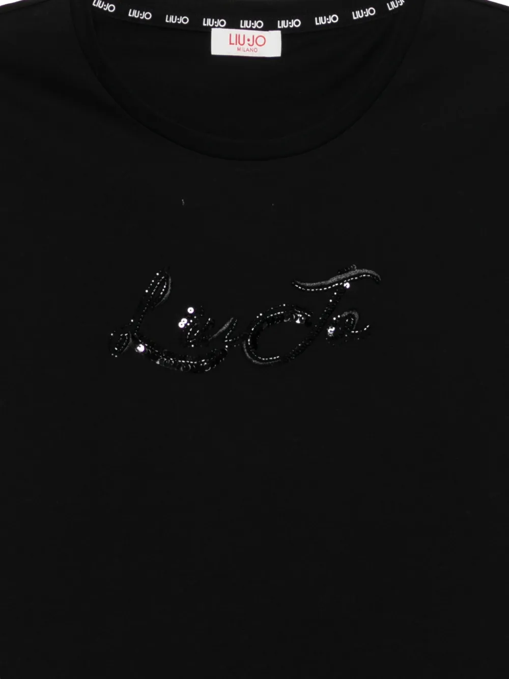 LIU JO T-shirt met pailletten en logo Zwart