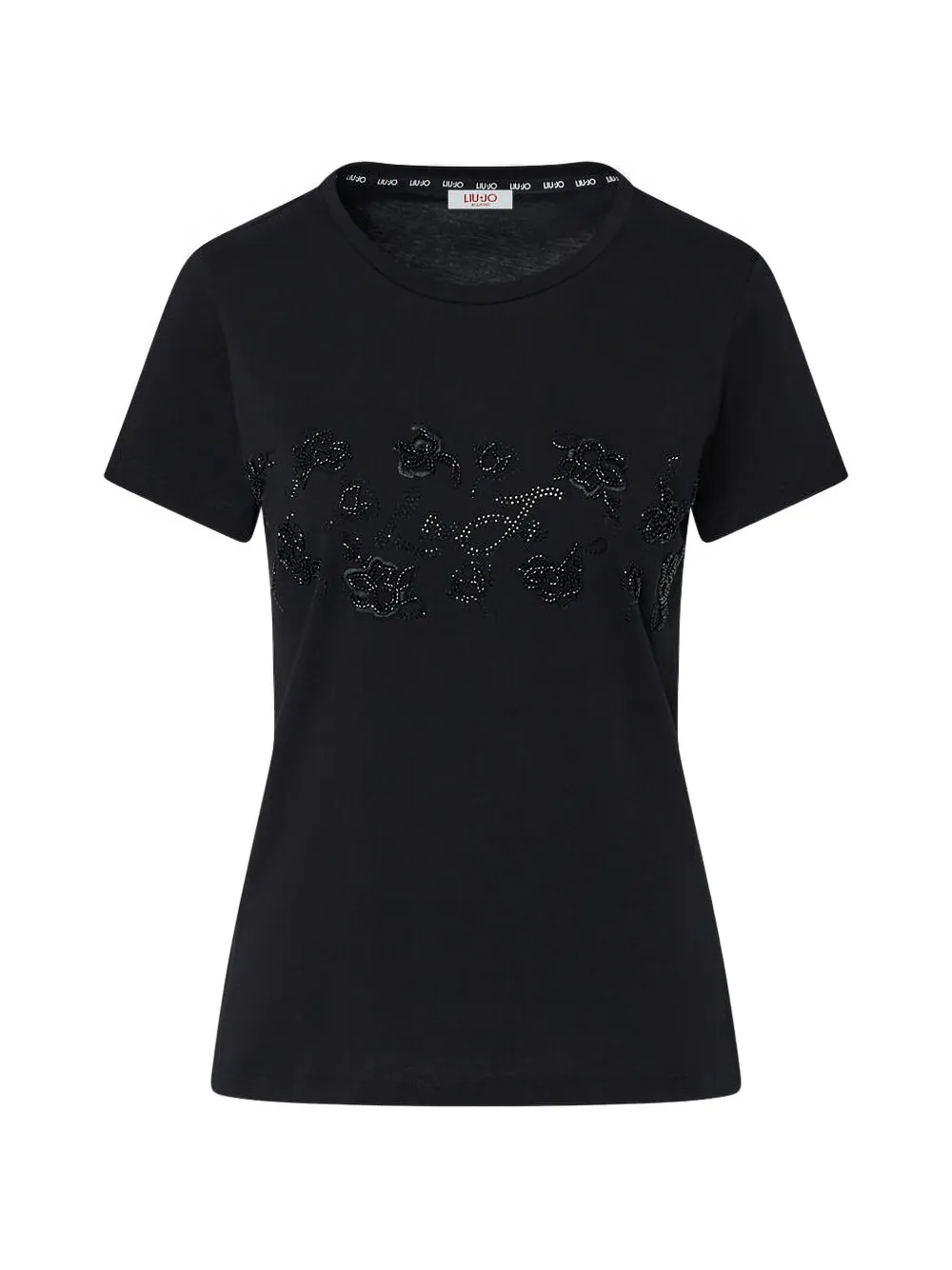 LIU JO T-shirt met pailletten en logo Zwart