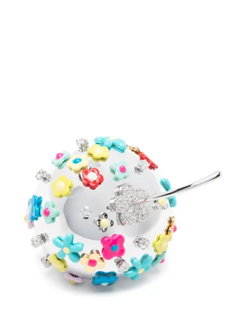 YVMIN anillo con apliques florales y forma de manzana