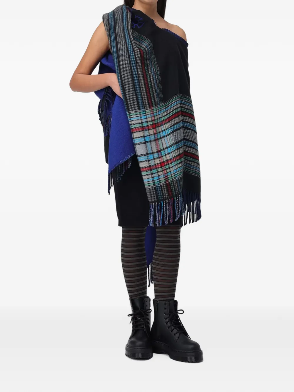 Vivienne Westwood Gestreepte poncho met Orb-logo Zwart
