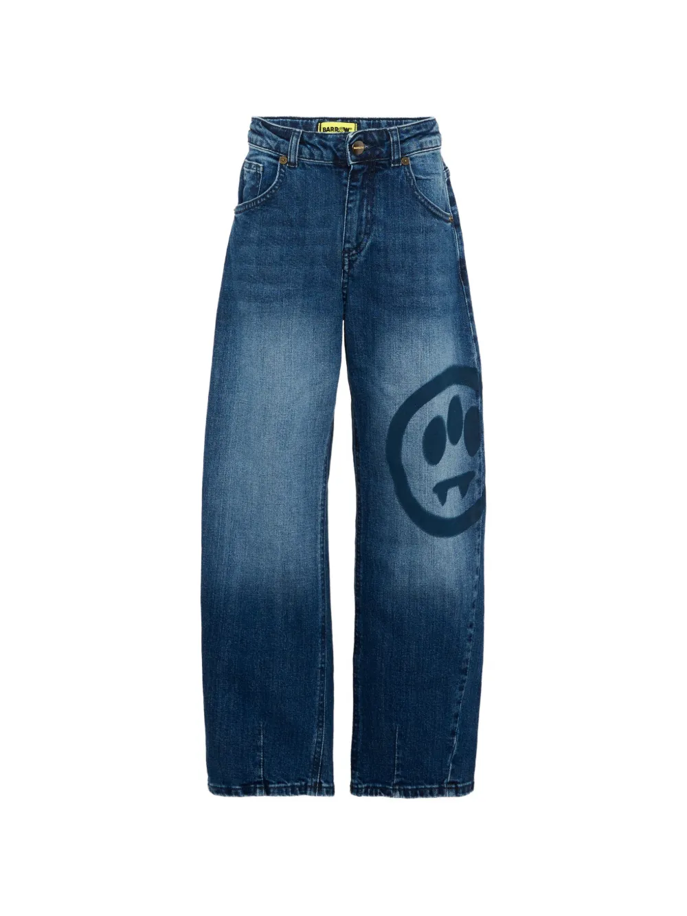 Barrow kids logo-print wide-leg jeans - Blu