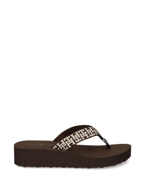 Tommy Hilfiger monogram-embroidered platform flip-flops