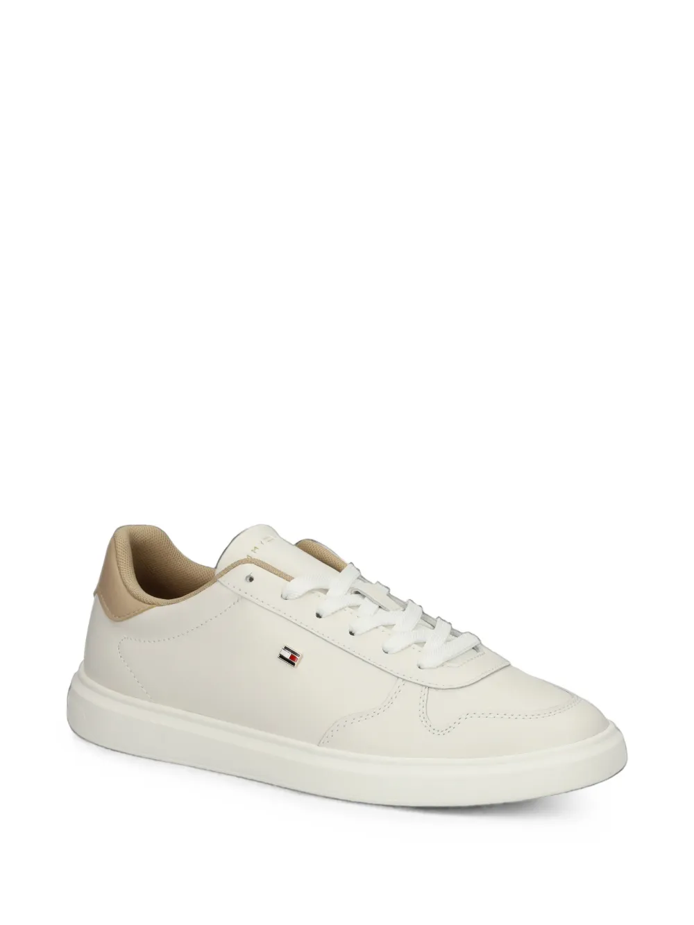 Tommy Hilfiger Leren sneakers met logoplakkaat Beige