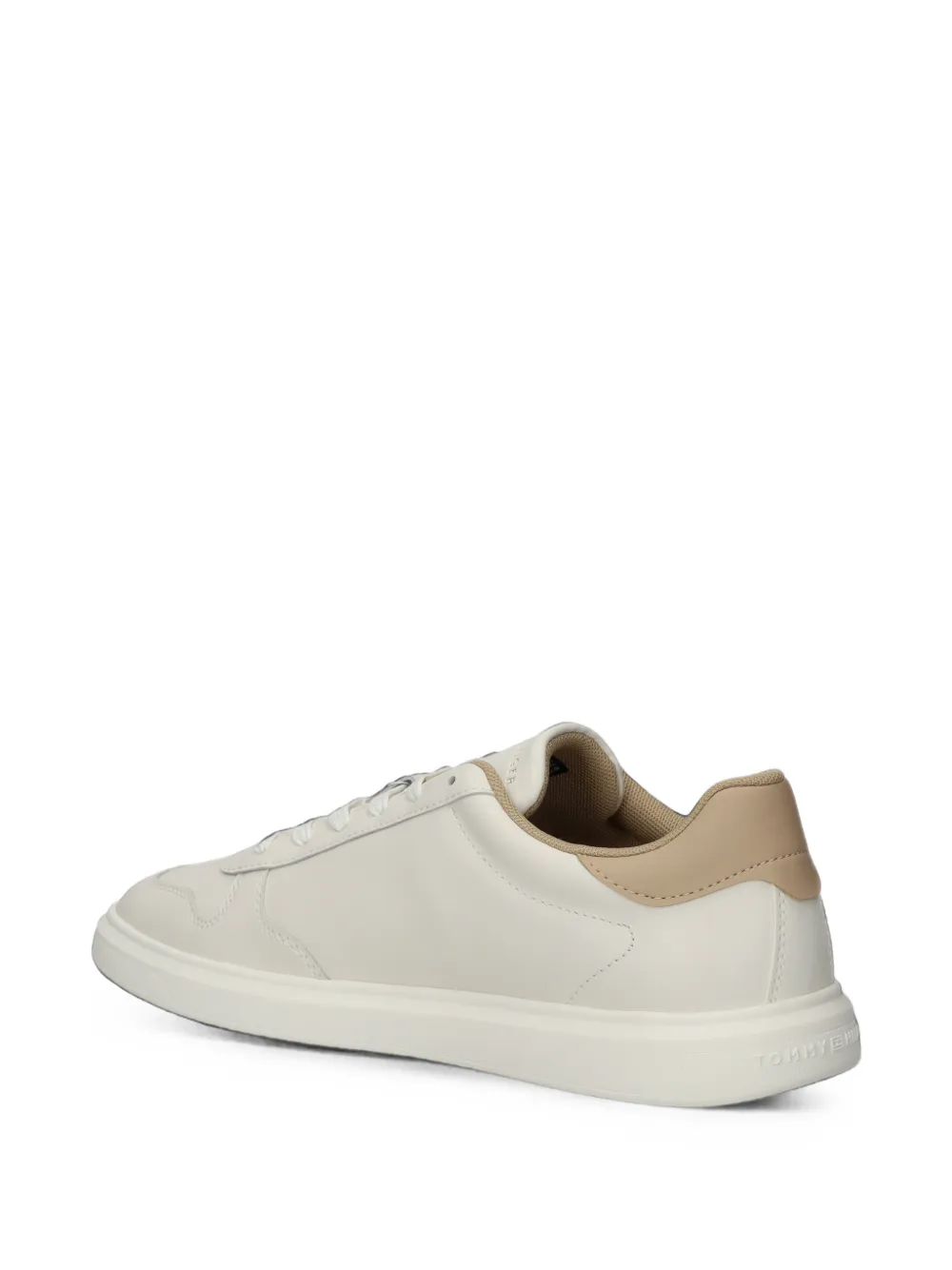 Tommy Hilfiger Leren sneakers met logoplakkaat Beige