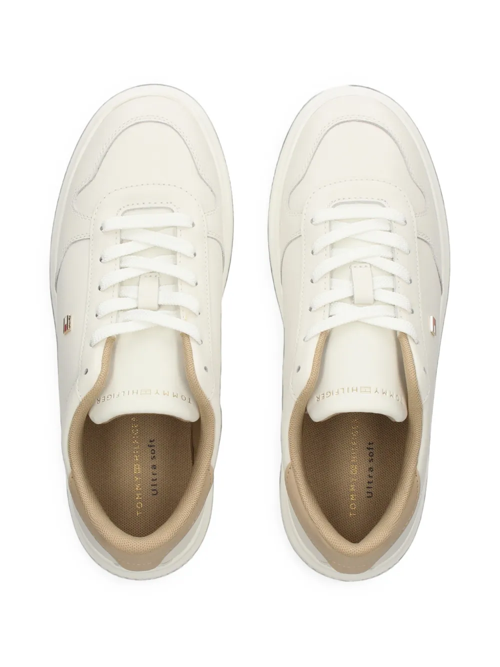 Tommy Hilfiger Leren sneakers met logoplakkaat Beige