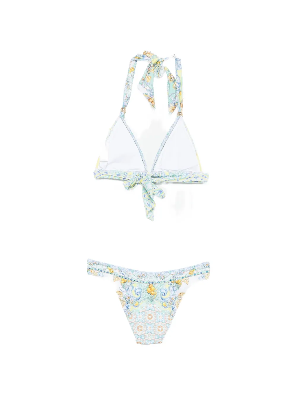 Camilla Bikini verfraaid met kristallen en paisley-print Wit