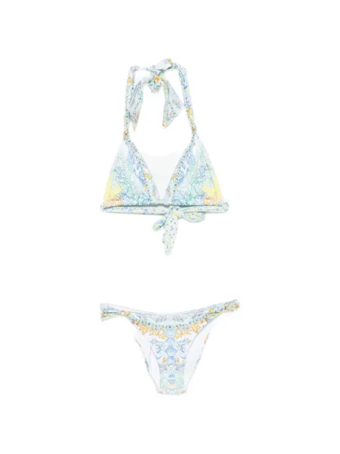 Camilla crystal-embellished paisley-print bikini