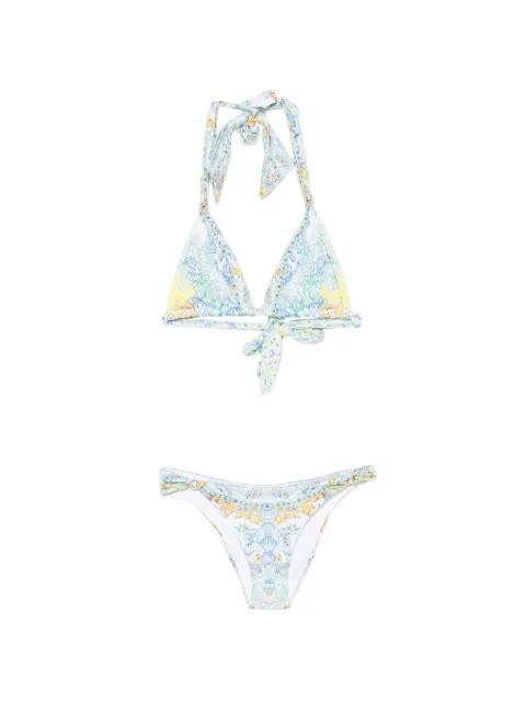 Camilla bikini con detalles de cristal y estampado de cachemira
