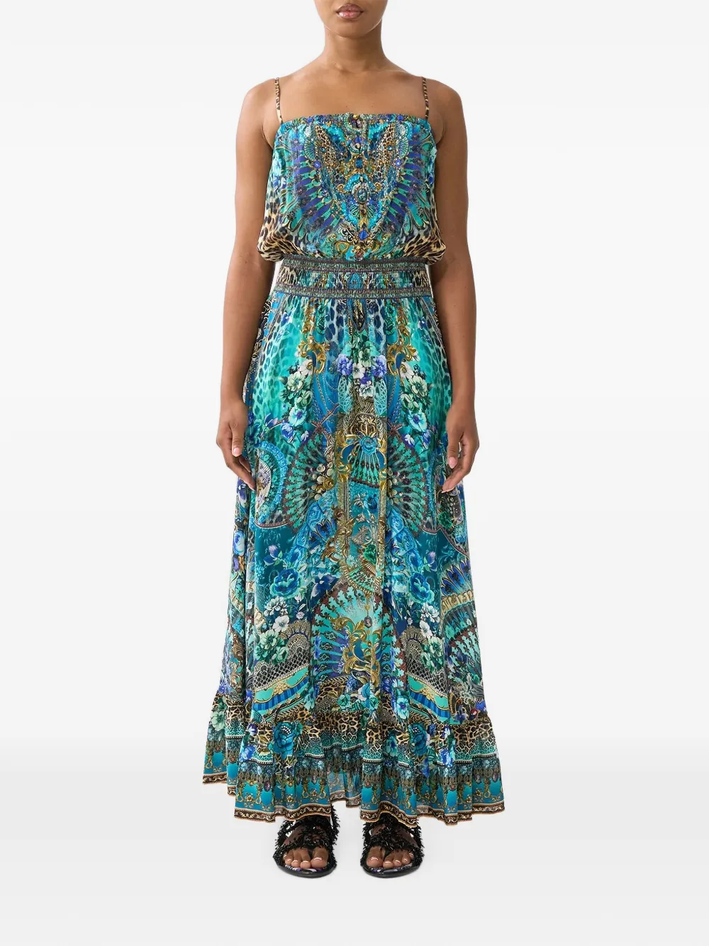 Camilla Maxi-jurk met gelaagde taille Blauw