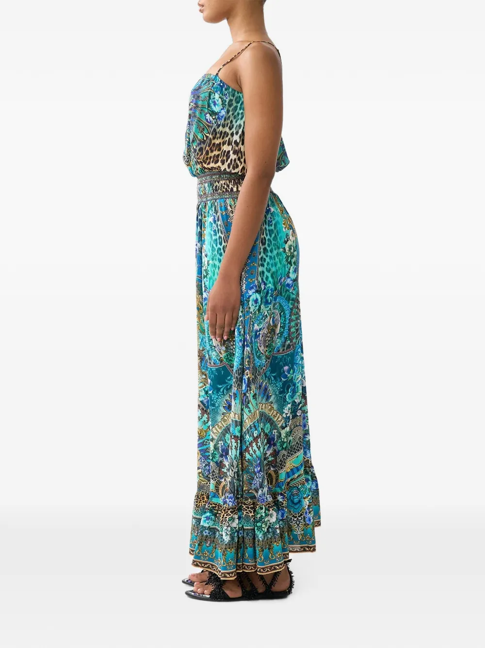 Camilla Maxi-jurk met gelaagde taille Blauw