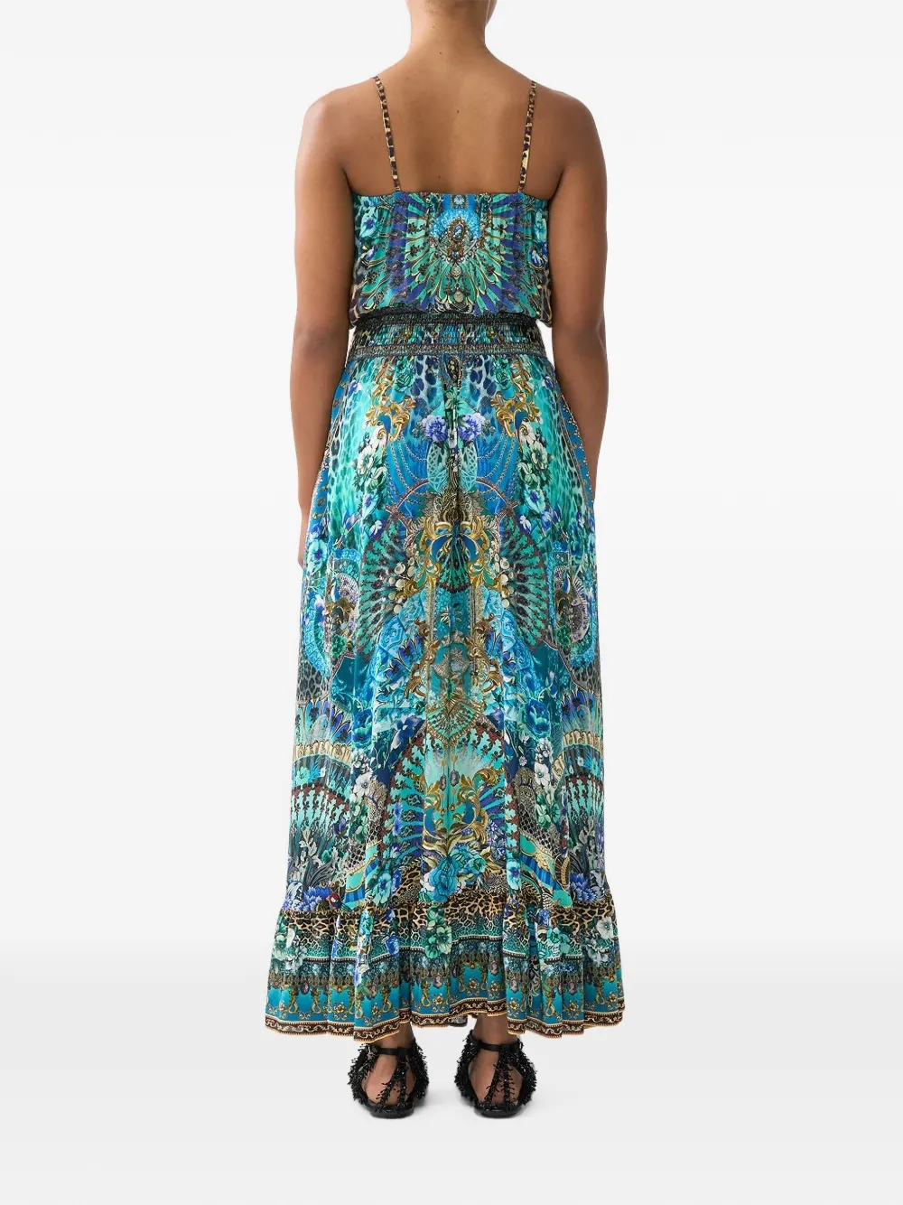 Camilla Maxi-jurk met gelaagde taille Blauw