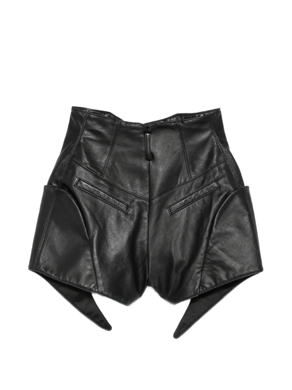 MITILIANE COUTURE Leren shorts met uitgesneden details Zwart