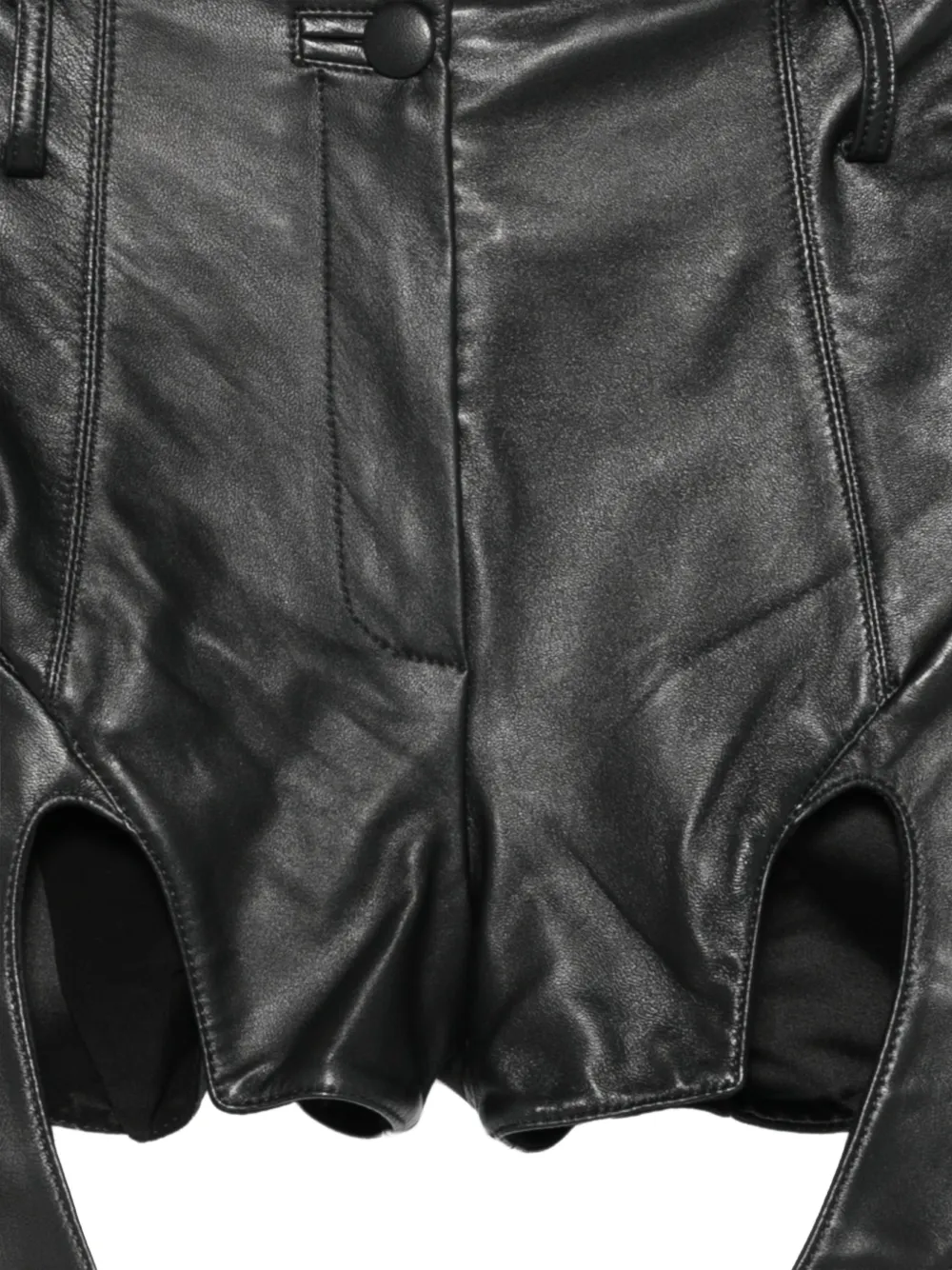MITILIANE COUTURE Leren shorts met uitgesneden details Zwart