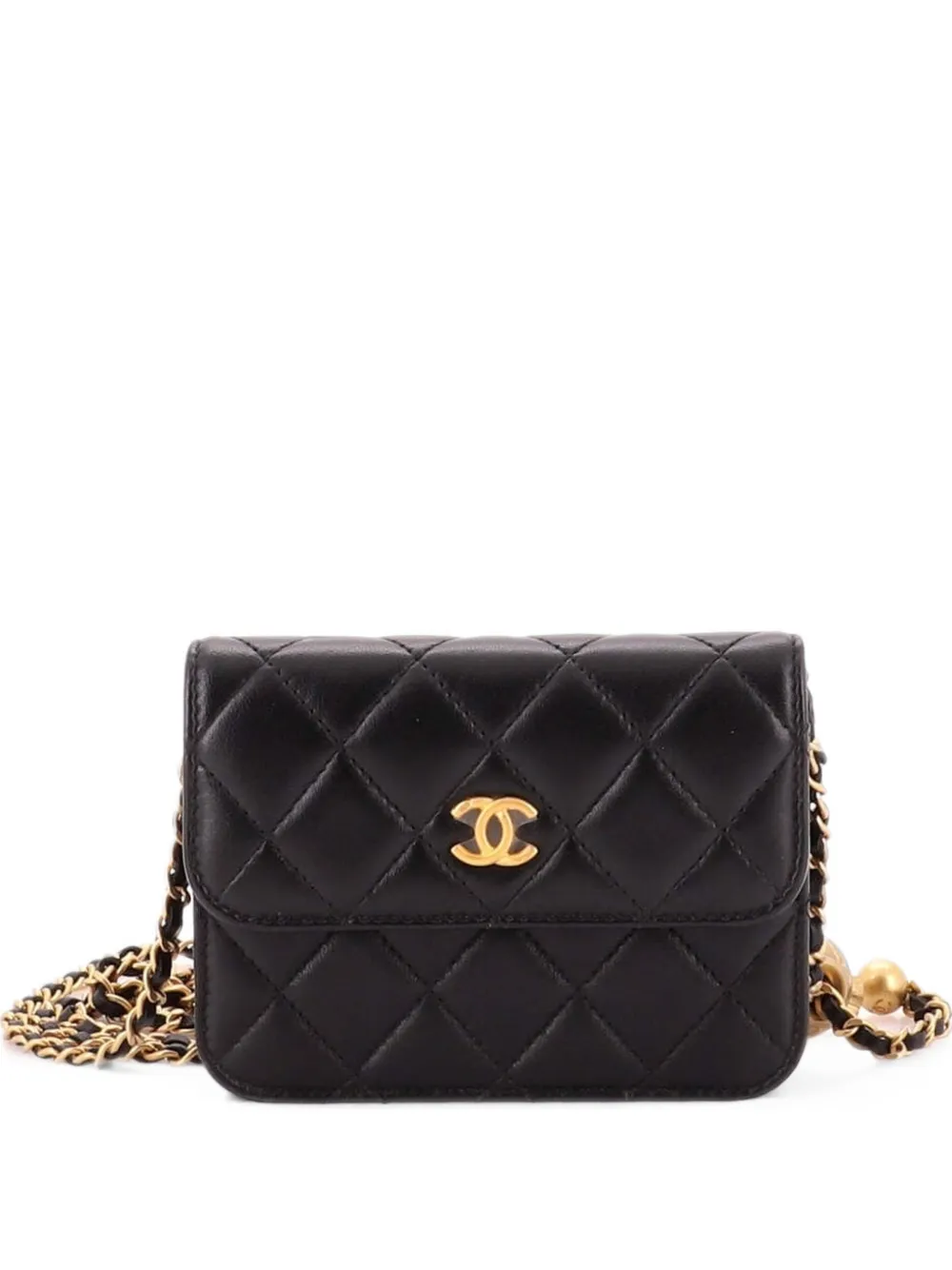CHANEL Pre-Owned Mini Pearl Crush Clutch mit Kettensteppung - Schwarz