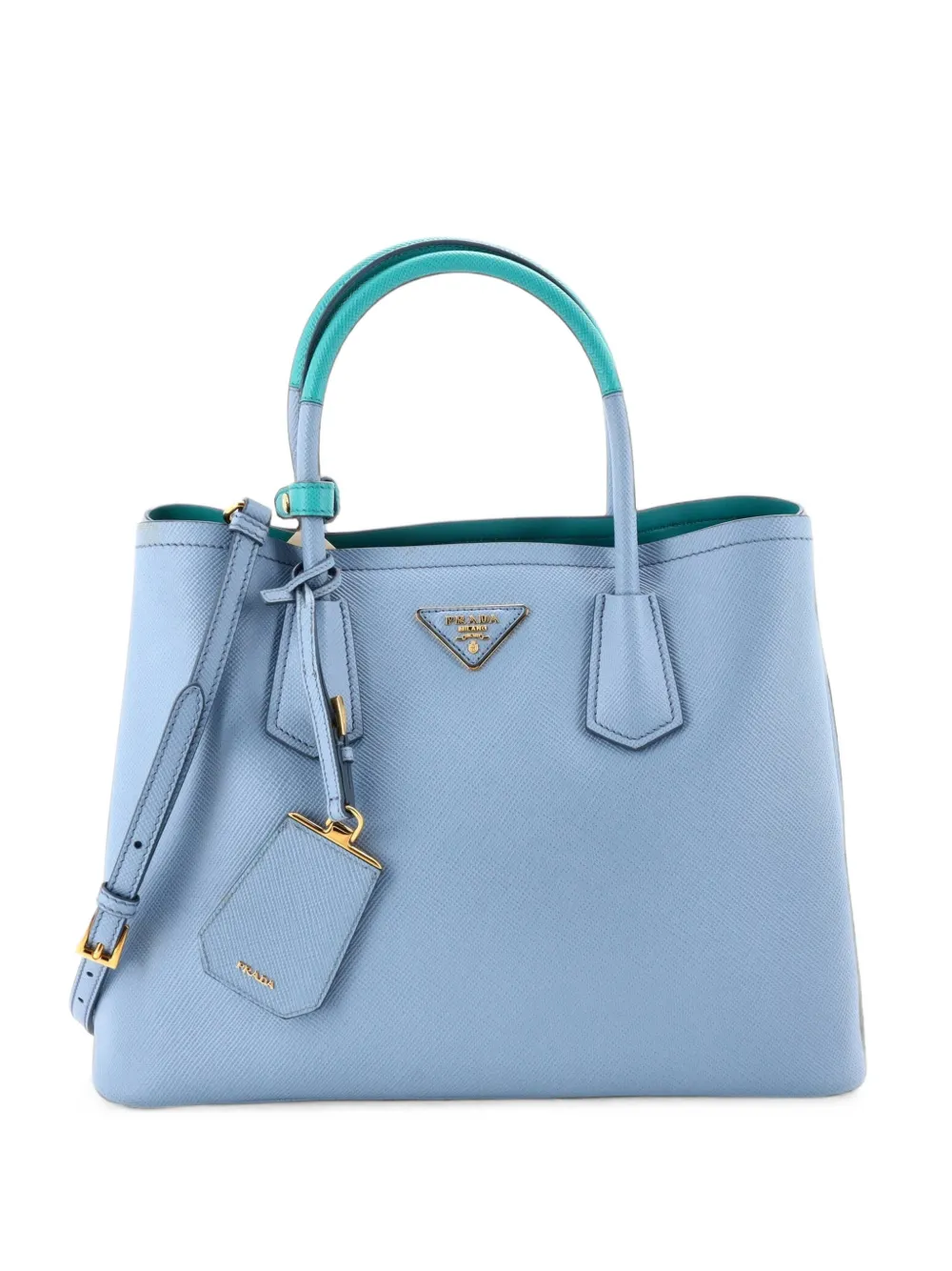 Prada Pre-Owned Cuir Double Saffiano Leather Medium tote bag - Blu
