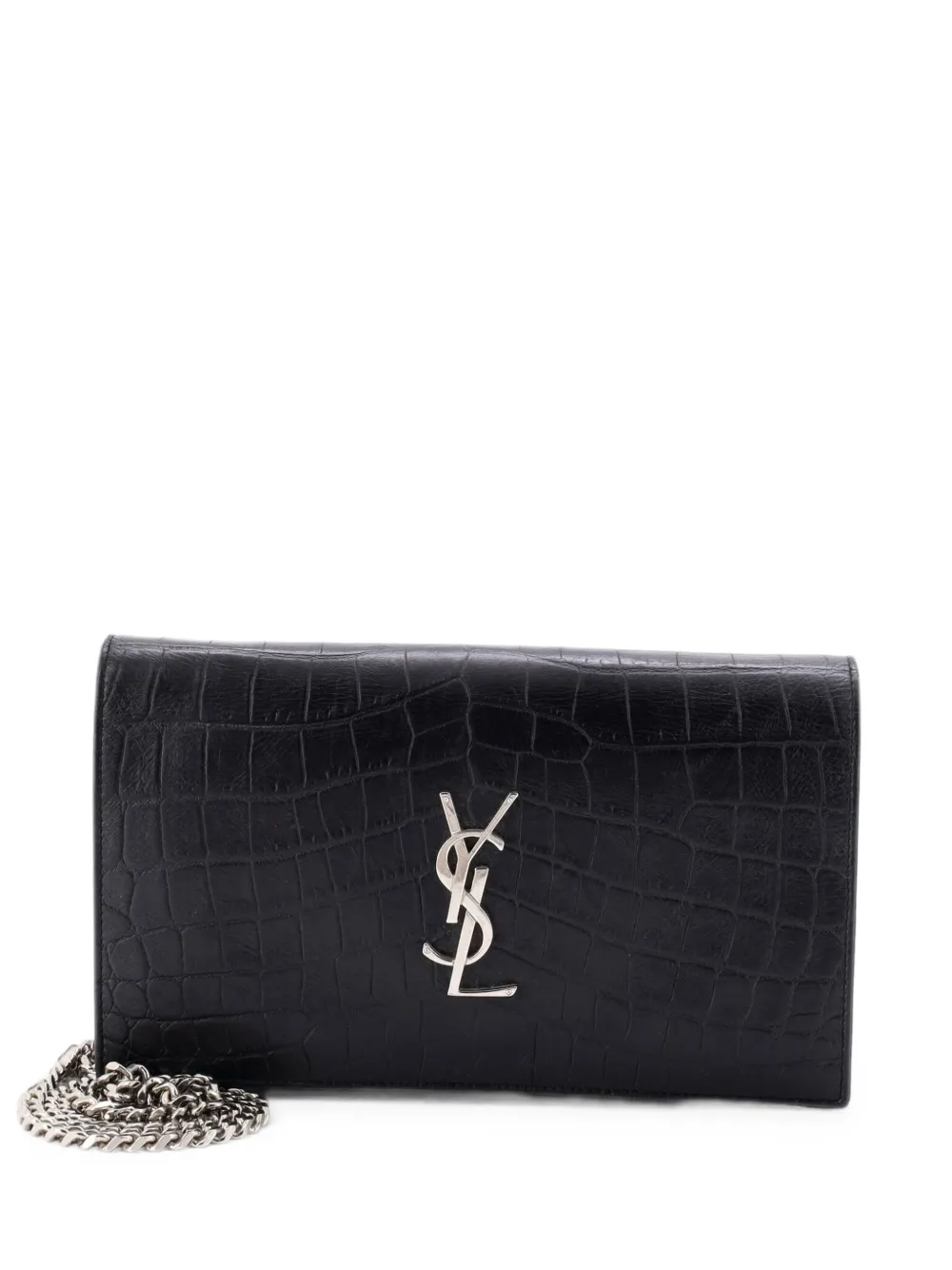Saint Laurent Pre-Owned Classic Monogram Crocodile Embossed Leather Large clutch bag - Schwarz