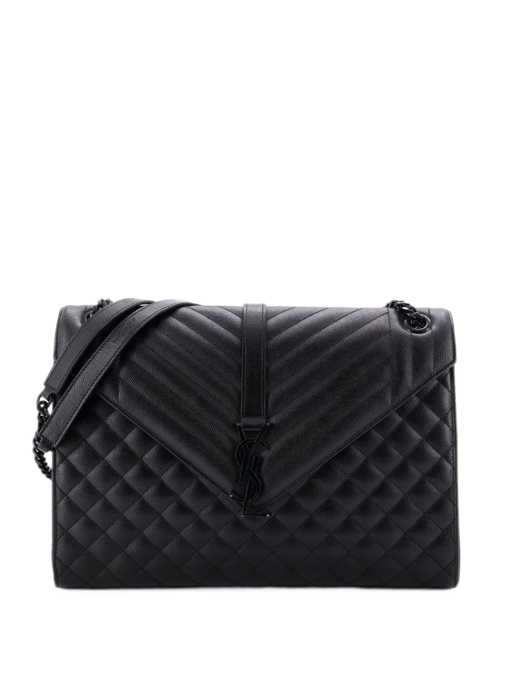 Saint Laurent Pre-Owned Classic Monogram Envelope Satchel Mixed Matelasse Leather Large shoulder bag - Nero