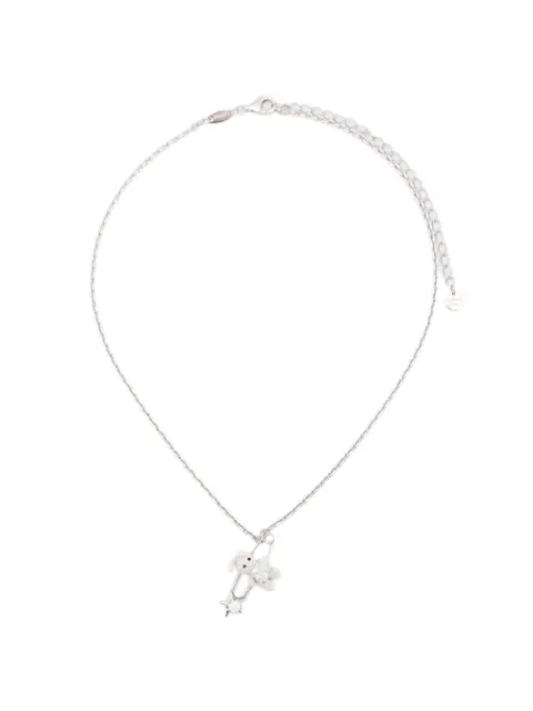 YVMIN safety-pin rabbit-pendant necklace