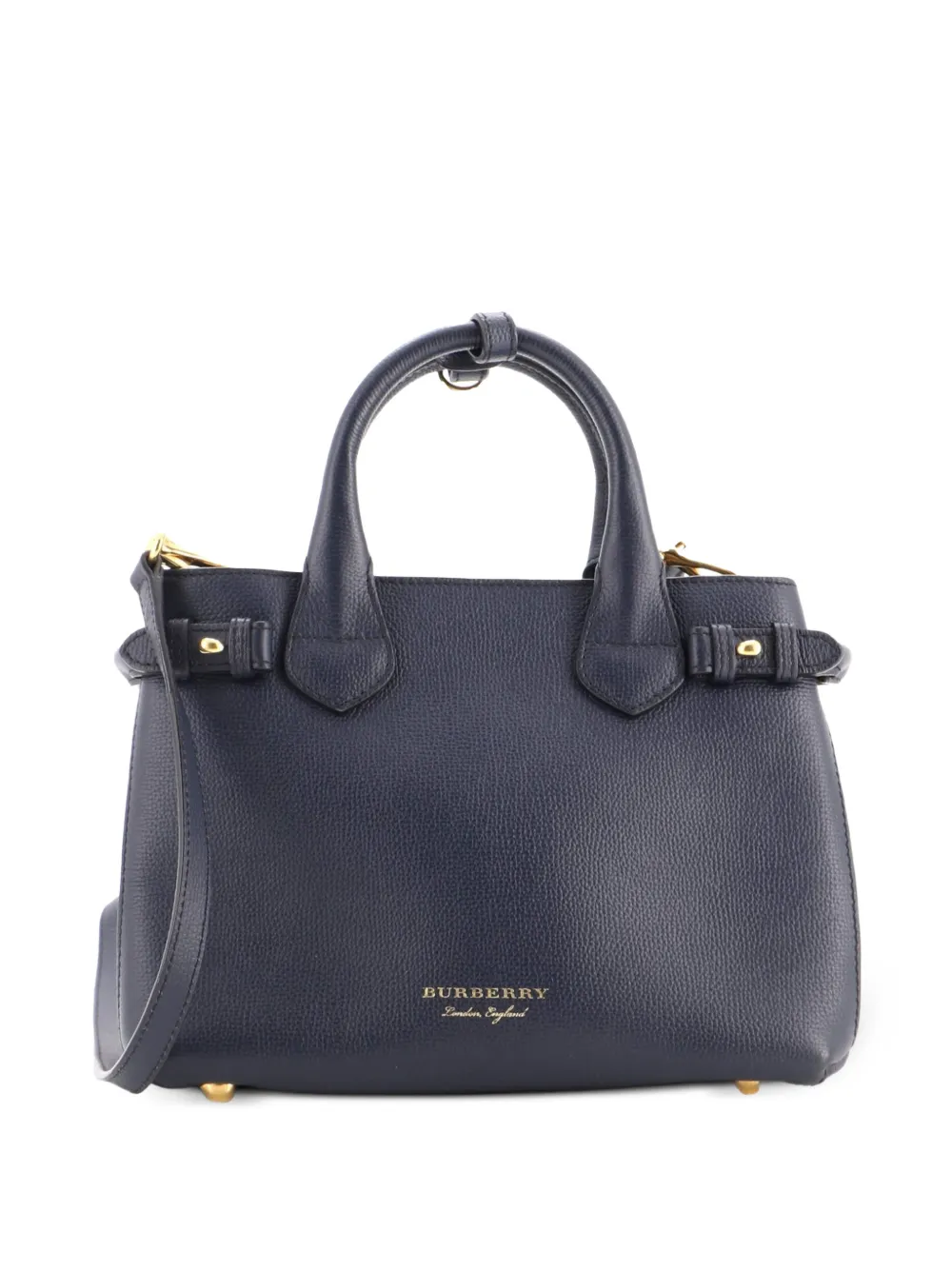 Burberry Pre-Owned Banner Leather and House Check Canvas Small tote bag - Blu