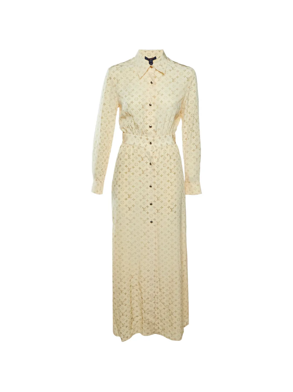 Louis Vuitton Pre-Owned Monogram-print silk shirt dress - Giallo