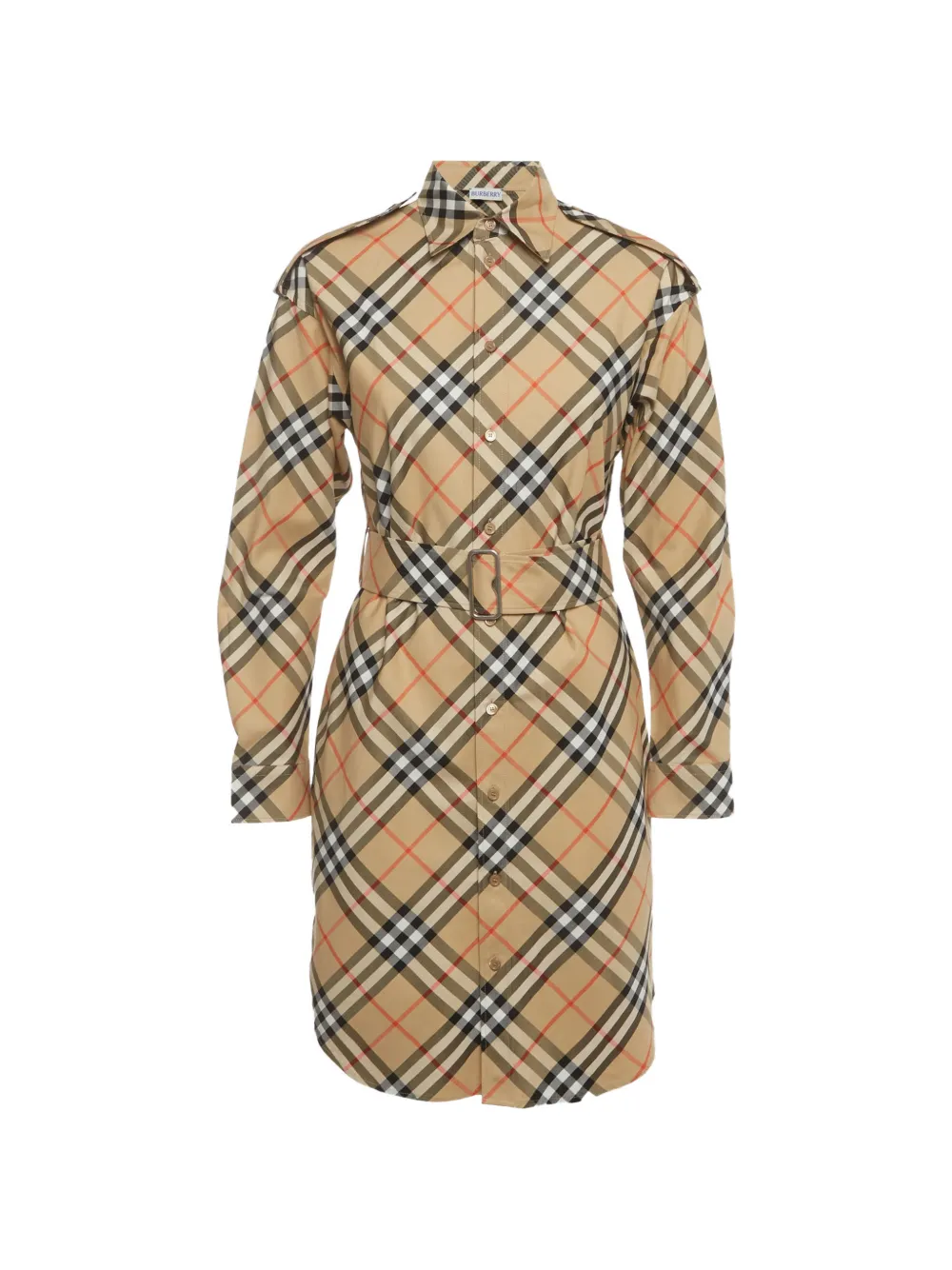 Burberry Pre-Owned belted checked shirt dress - Nude