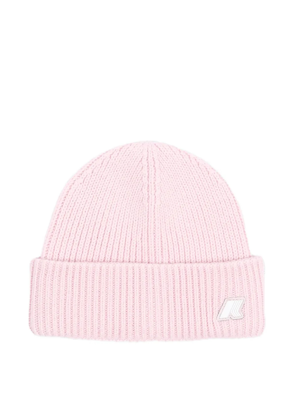 K Way Kids logo-patch ribbed-knit beanie hat - Rosa