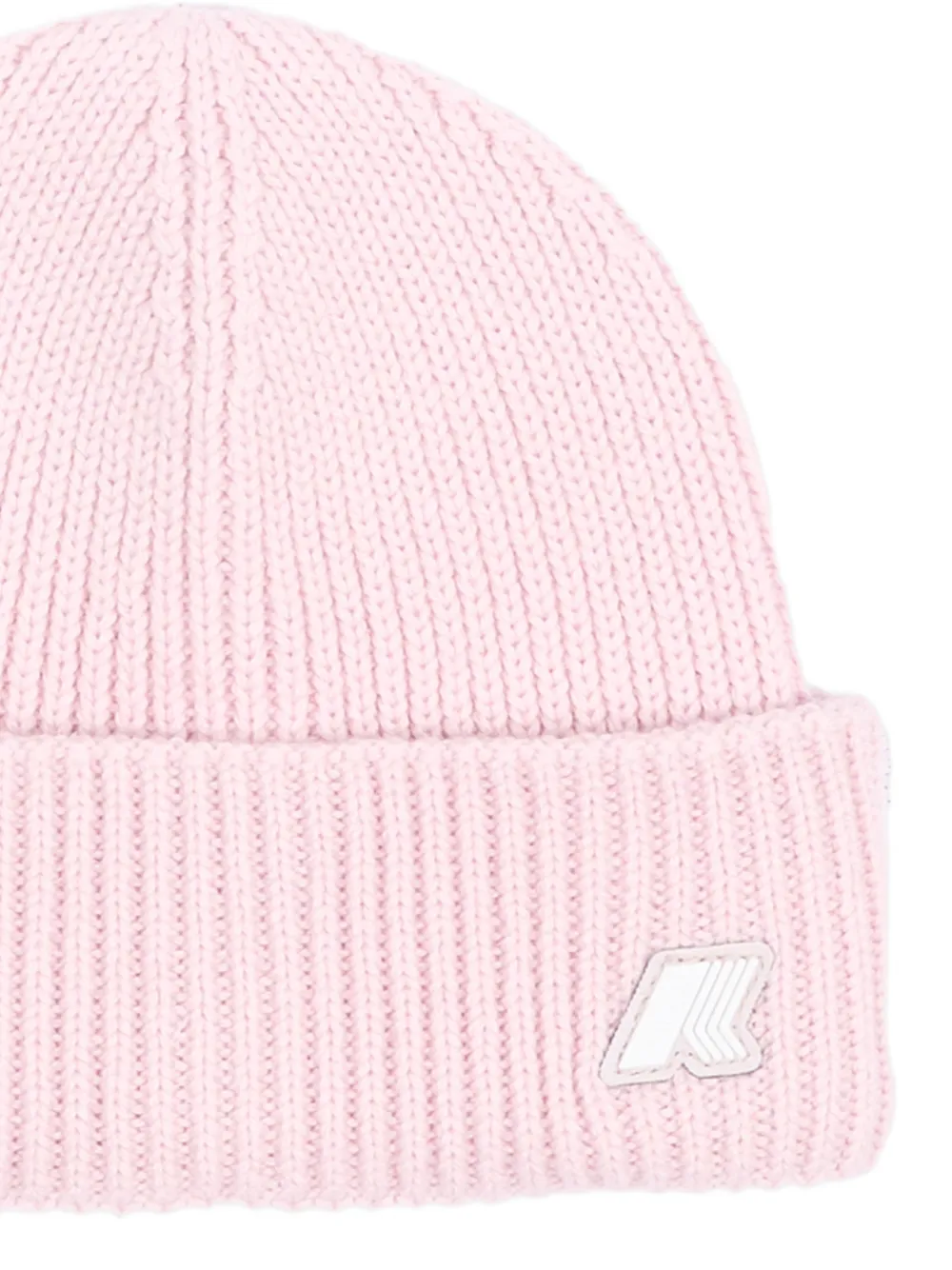 K Way Kids logo-patch ribbed-knit beanie hat Roze