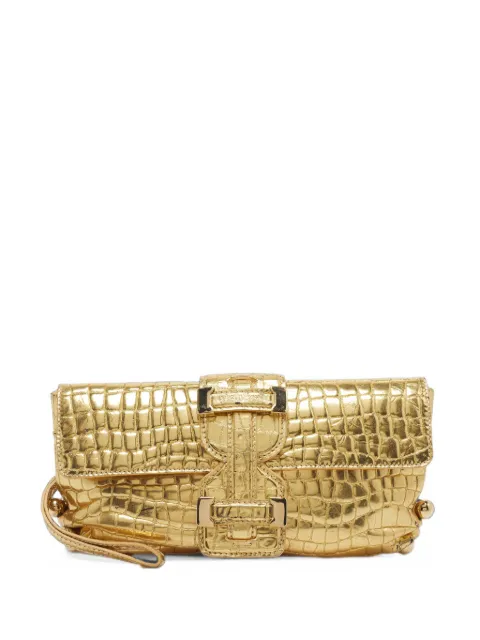 Roberto Cavalli Vintage crocodile-embossed wristlet clutch bag