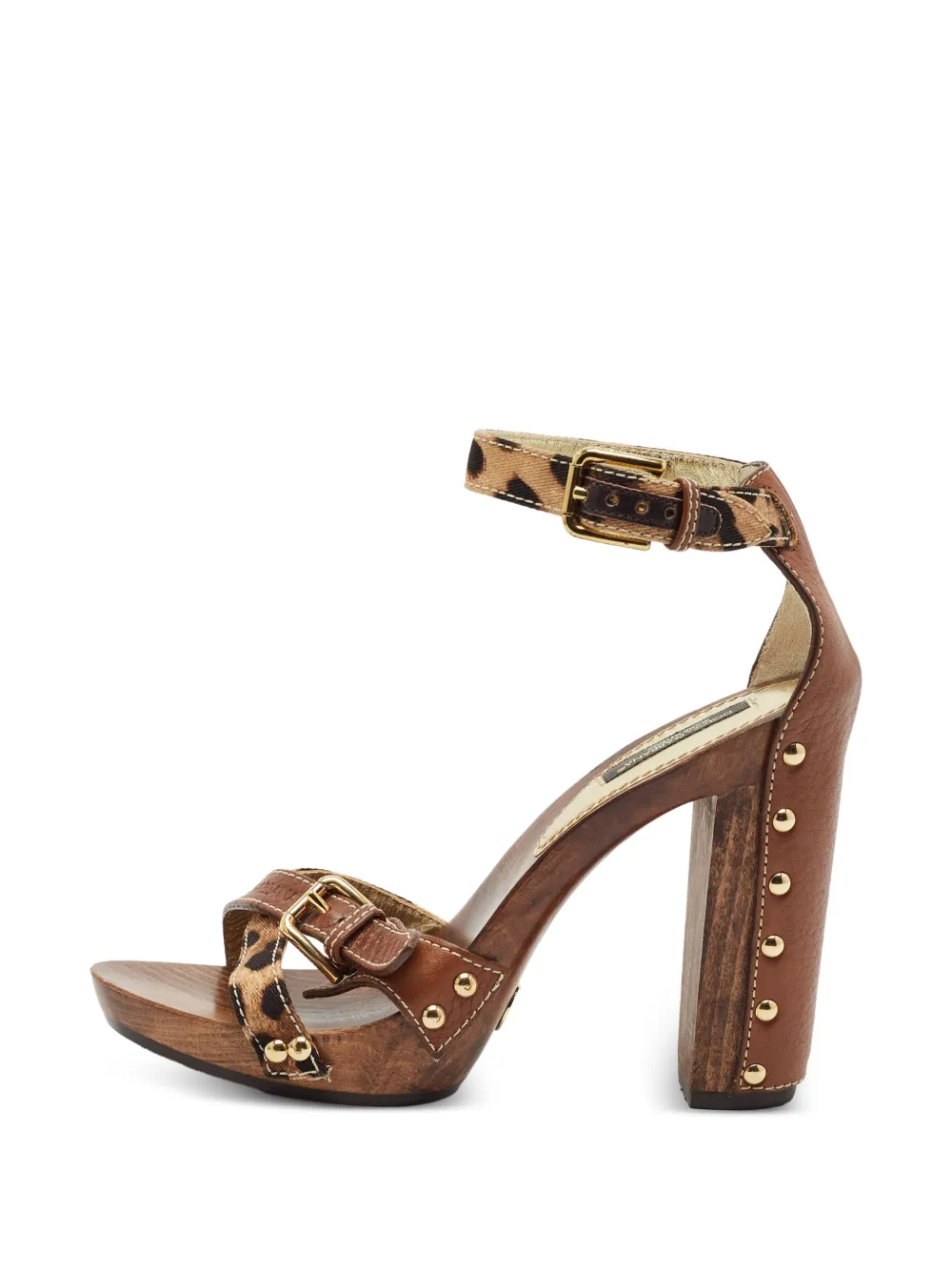 Gucci Pre-Owned leopard-print platform sandals - Marrone