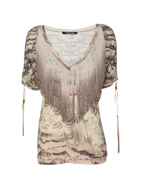Roberto Cavalli Vintage fringed V-neck top