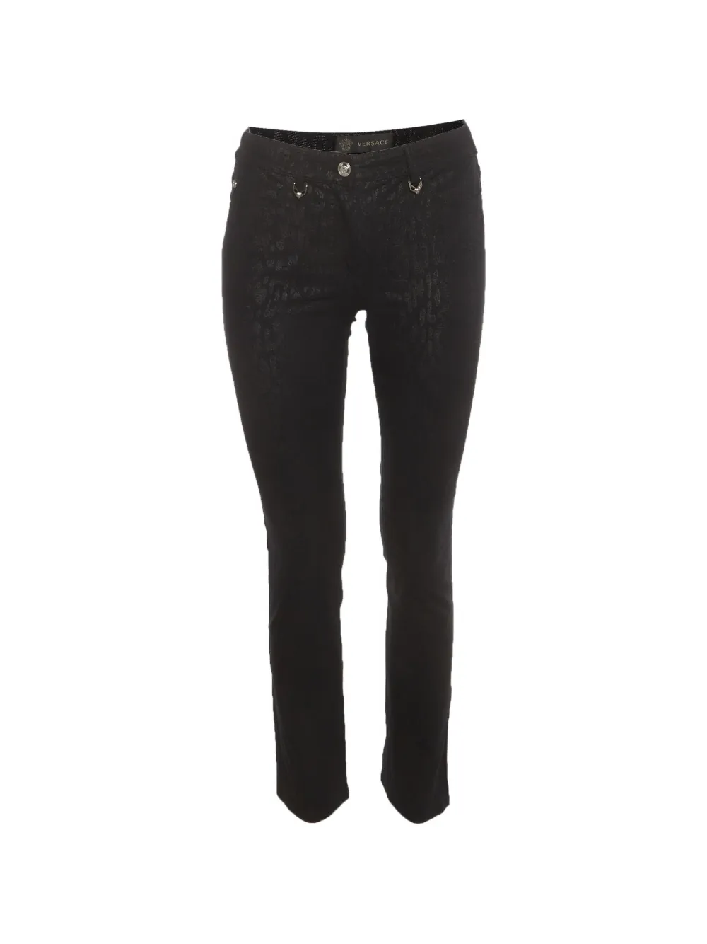 Versace Pre-Owned leopard-print slim-fit jeans - Black