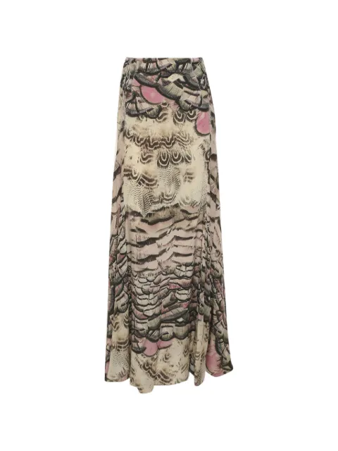 Roberto Cavalli Vintage graphic-print silk maxi skirt