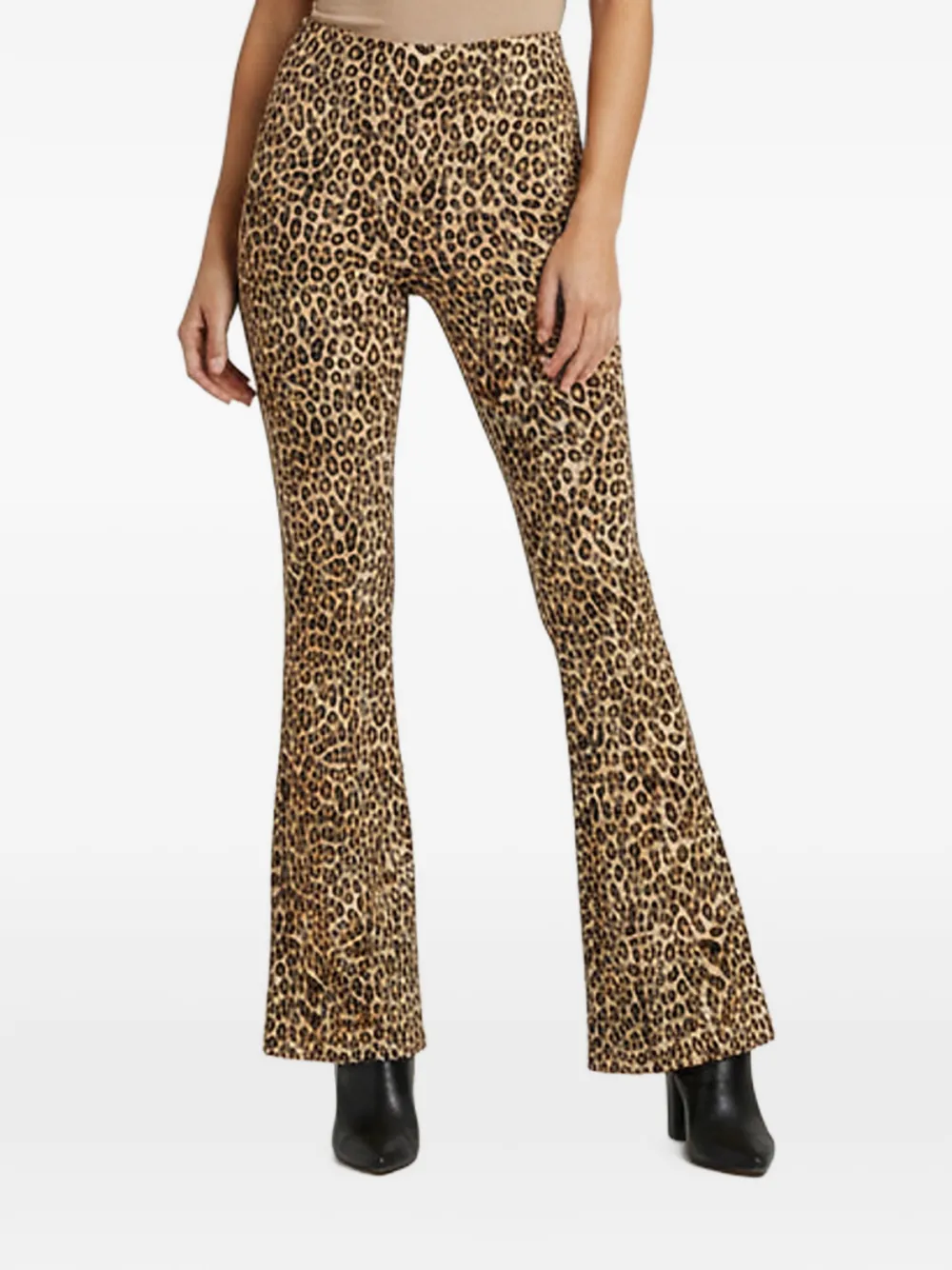 alice + olivia leopard-print flared trousers - Toni neutri
