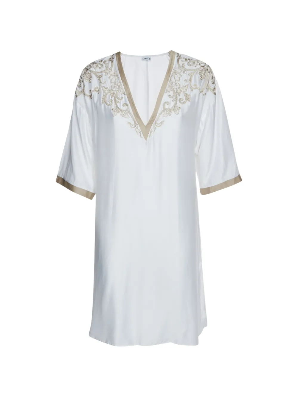 La Perla robe brodée à col v - Blanc