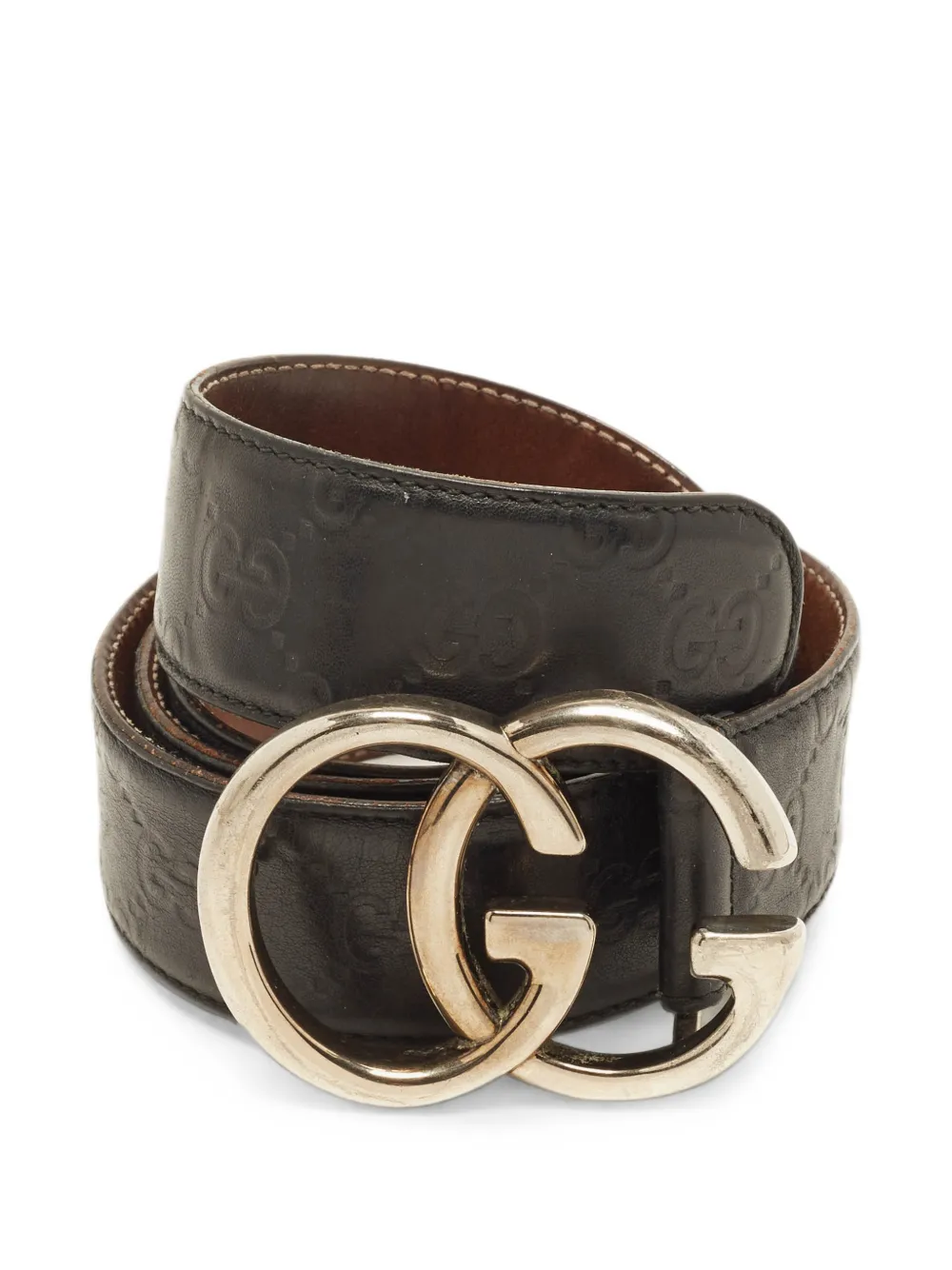Pre-owned Gucci Gg Marmont Ssima Belt In Black