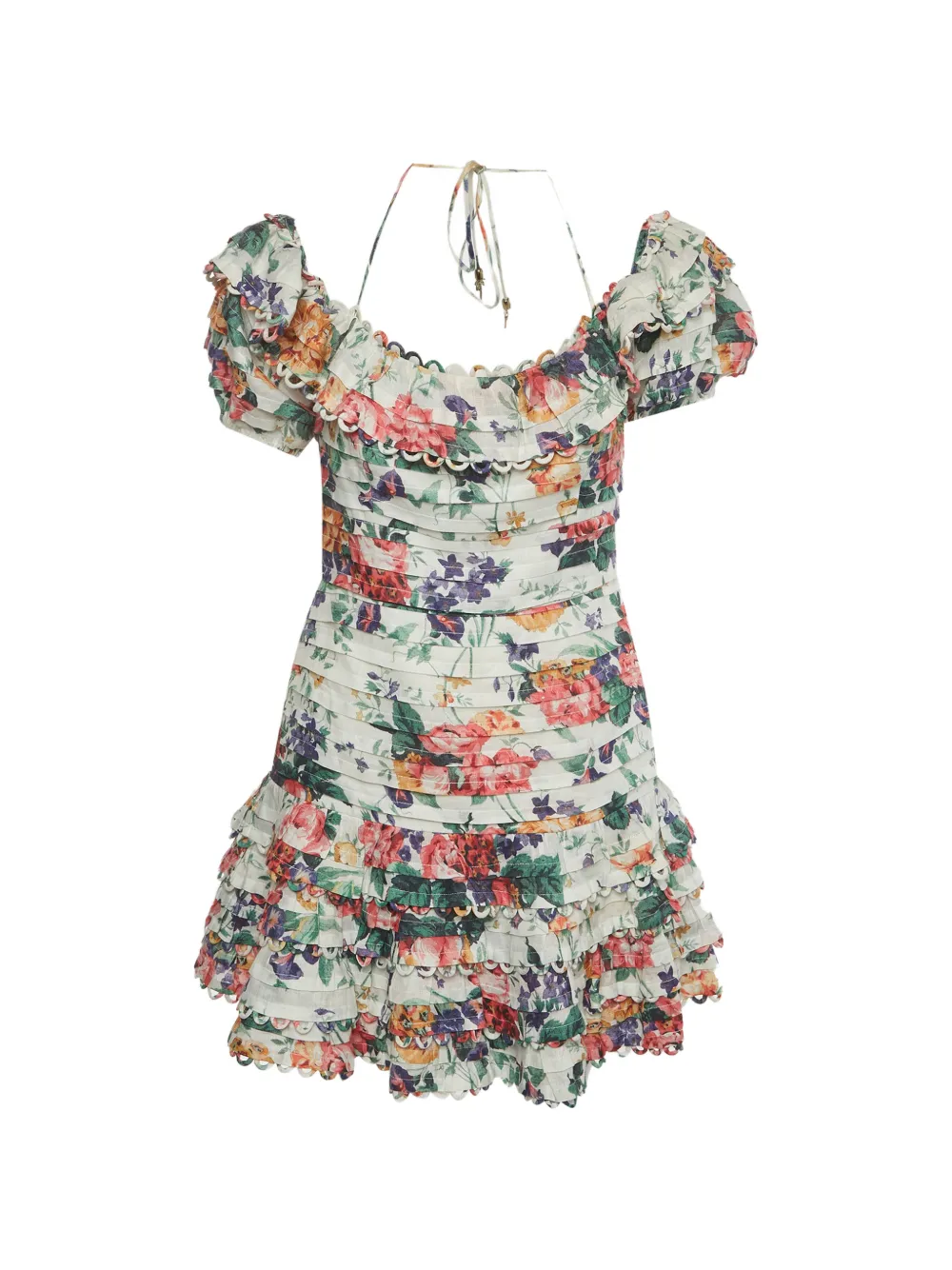 ZIMMERMANN Allia floral-print mini dress - Bianco