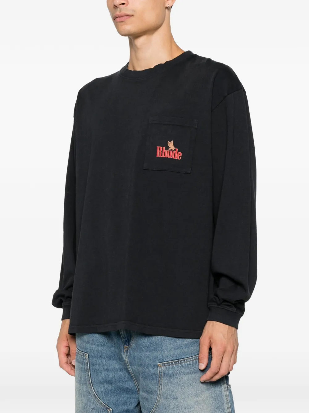 RHUDE T-shirt met borstzak Zwart