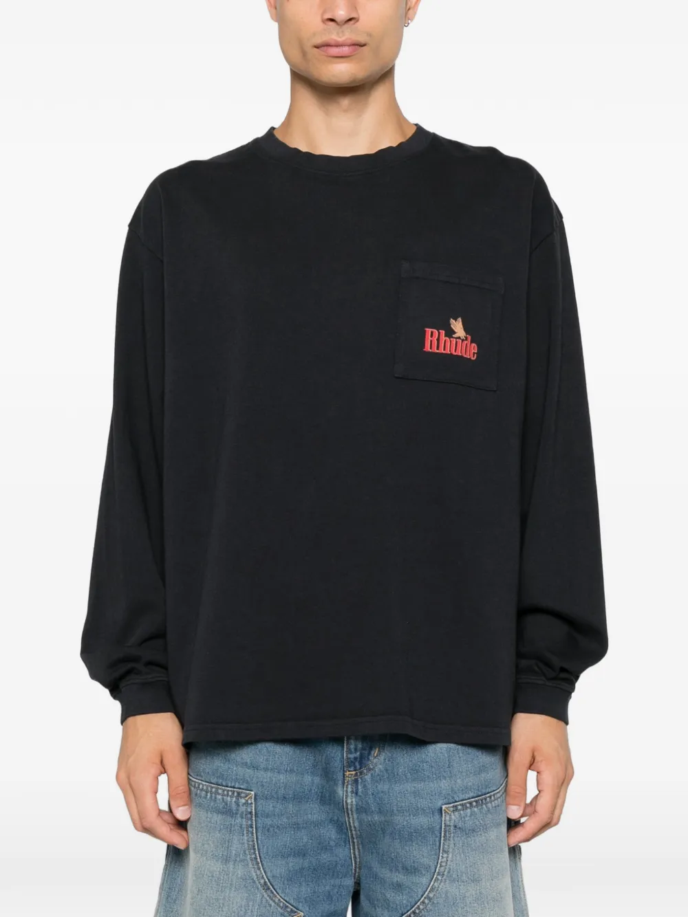 RHUDE T-shirt met borstzak Zwart