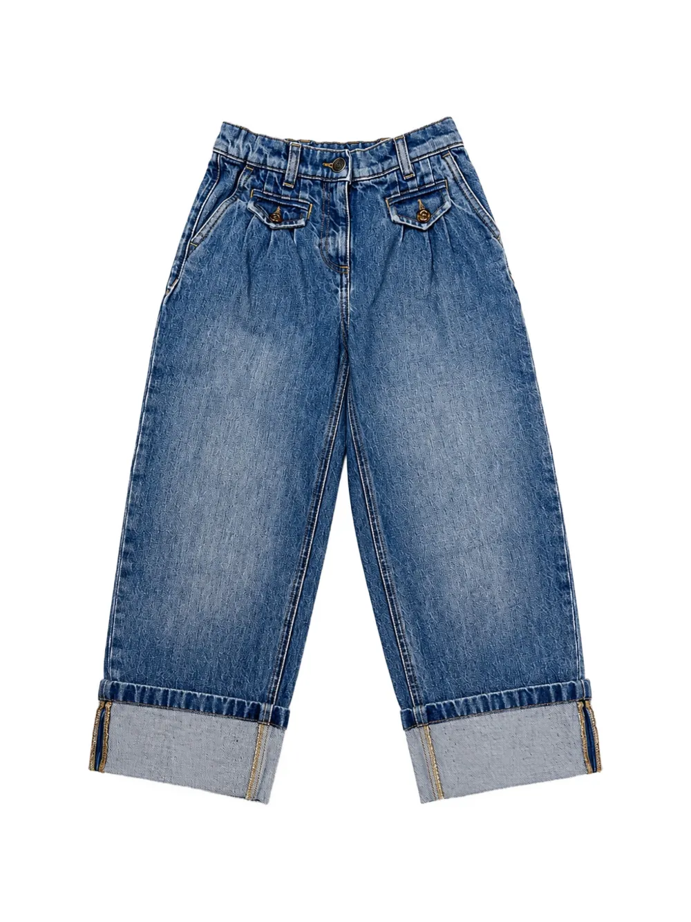 Dolce & Gabbana Kids pleated-detail turn-up jeans - Blu