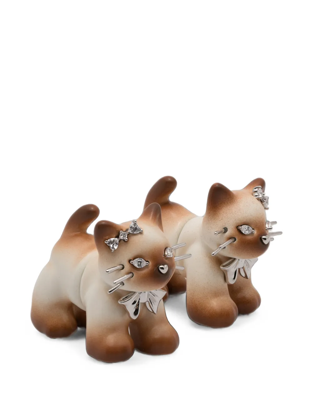 YVMIN Split Kitten crystal-embellished earrings - Argento