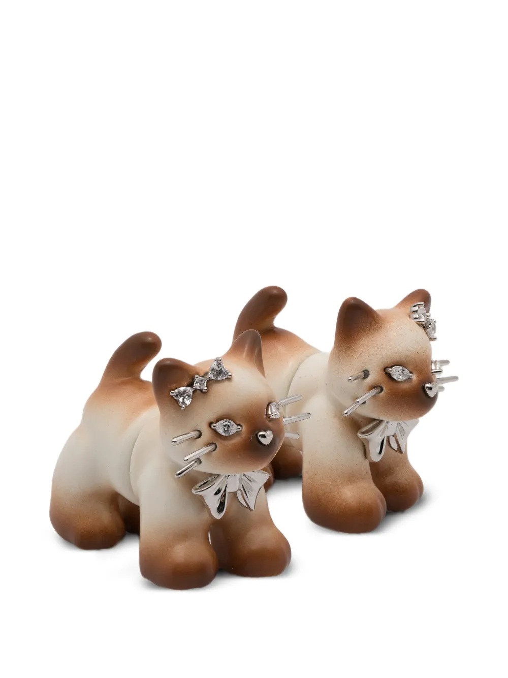 YVMIN Split Kitten crystal-embellished earrings - Argento
