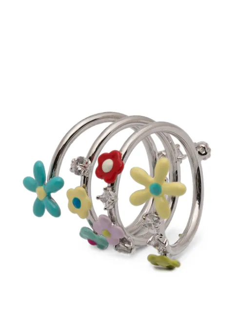 YVMIN flower-motif crystal-embellished spiral ring