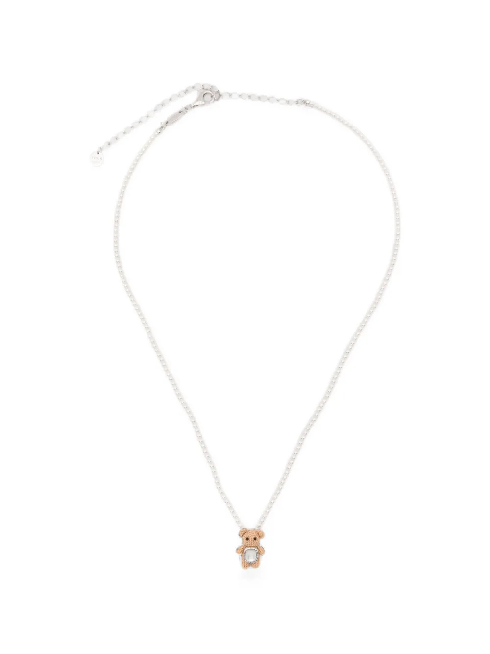YVMIN bear-pendant mother-of-pearl necklace - Argento