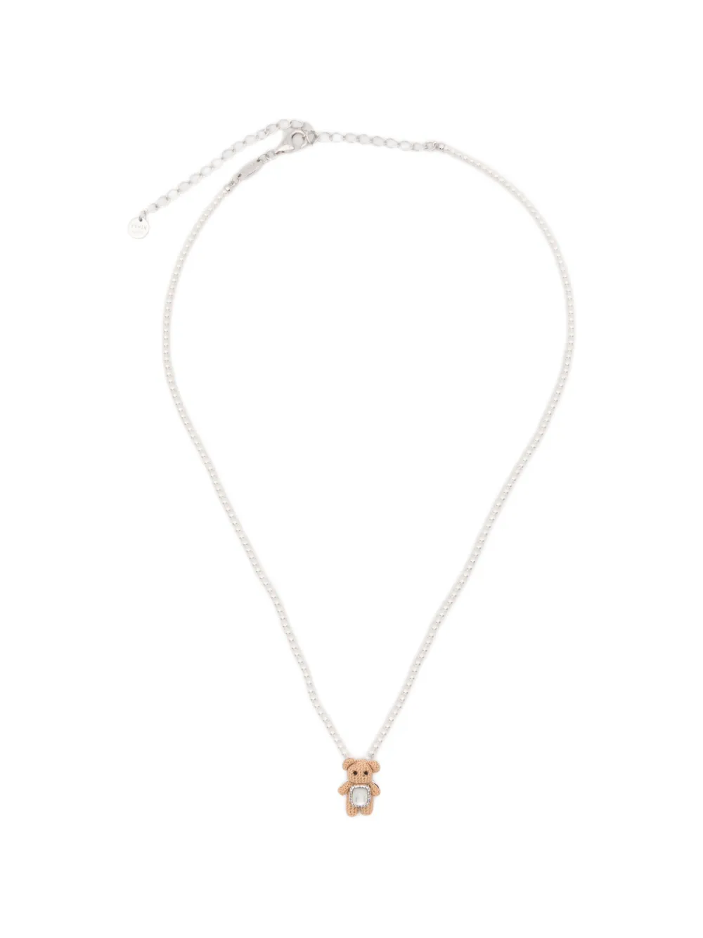 YVMIN bear-pendant mother-of-pearl necklace - Argento
